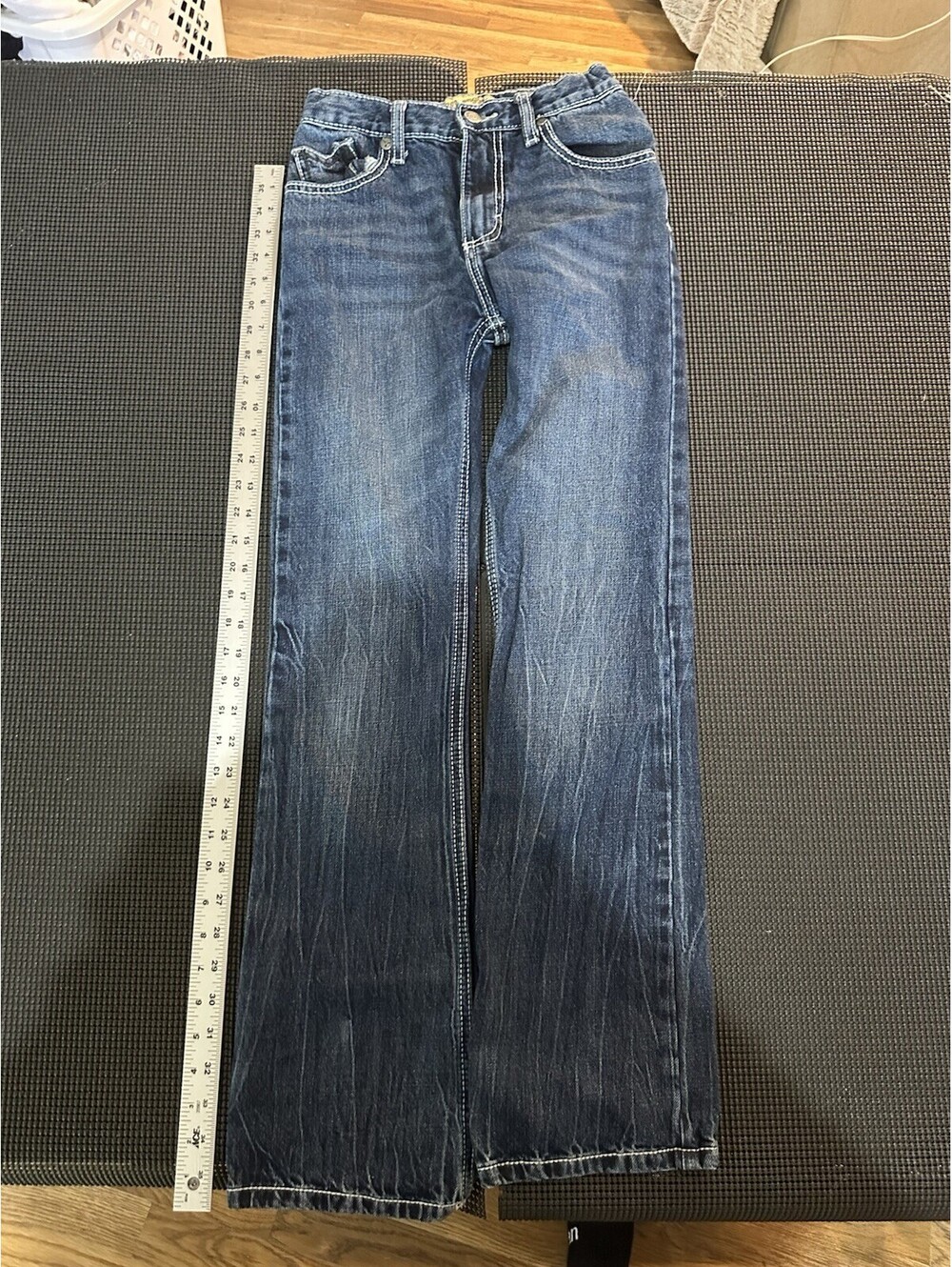 Wrangler Boys 14 Slim Jeans Blue Denim Straight Leg Faded Western